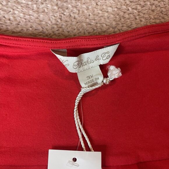 Khakis Co Women Tunic Red Boho Peasants Cottage Core Minimalist Soft ComfySz 3X - Picture 3 of 5